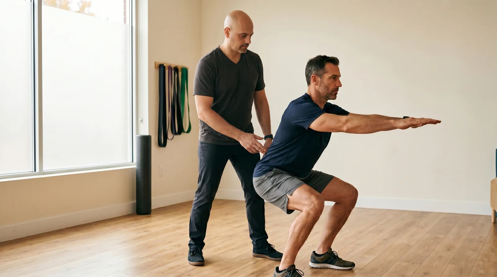 Dr. Chris assessing a patient's movement pattern